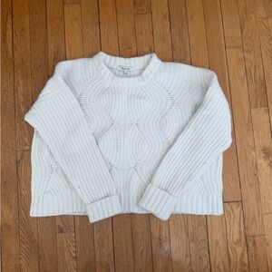 Madewell Cream Cropped Cable Knit Sweater